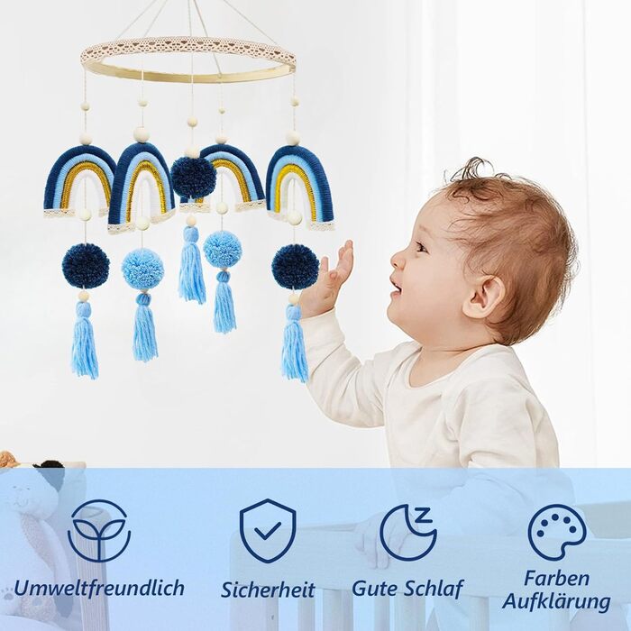 Мобіль на ліжечко  Trayosin «Місяць» з фетровими елементами