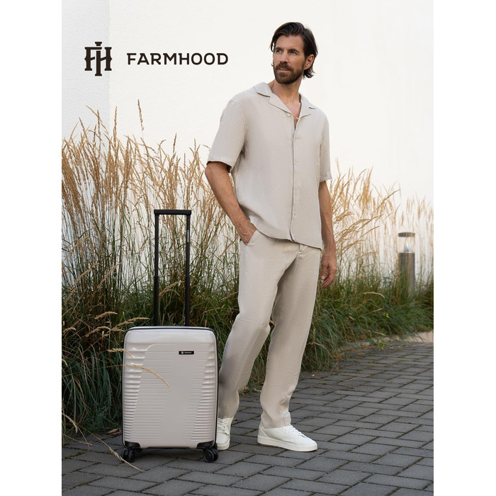 Еко-версія валізи на колесах для ручної поклажі Компактний борт-кейc 40 x 22 x 55 см з розширенням від 44 до 50 літрів Ультралегкий, всього 2,61 кг, бежевий колір