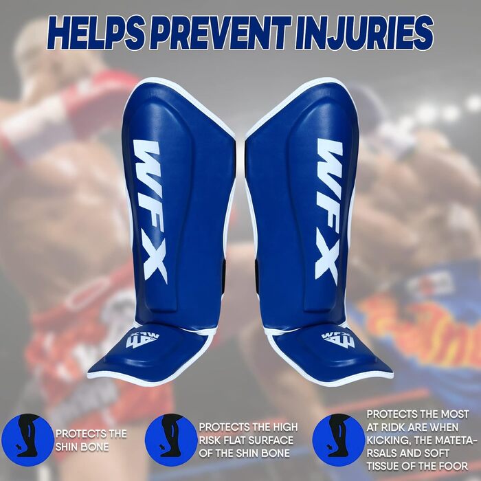 Щитки для гомілок для дітей ММА Муай-тай Кікбоксинг Хлопчики та дівчатка, сині