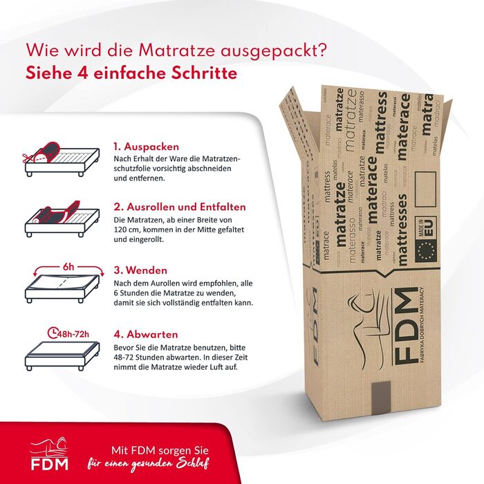 Матрац FDM 80x160 см, рівень жорсткості H3, висота 16 см, дитячий матрац, пінополіуретановий матрац, HR-піна, пінополіуретан, гречка, 7 зон комфорту з гіпоалергенним покриттям, чохол преміум-класу, що прається, сертифікований Oeko-Tex, Paulo 80 x 160 см