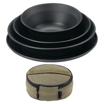 Кемпінговий посуд Посуд з нержавіючої сталі для кемпінгу Столові прибори, термостійкі, з сумкою для зберігання, багаторазові, для пікніків, походів, обідів на свіжому повітрі, 18 x 18 x 7,5 см