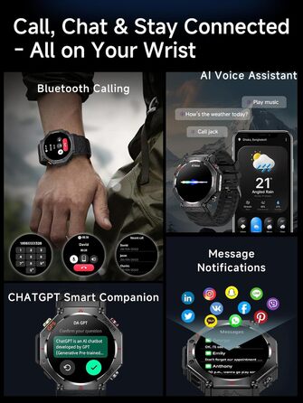 Смарт-годинник для чоловіків, військовий смарт-годинник 2026 року, спортивний годинник, фітнес-годинник 1,39 дюйма для Android та iOS, водонепроникний фітнес-трекер з функцією телефону/серцевий ритм/AI/ChatGPT/понад 100 спортивних режимів, класичний