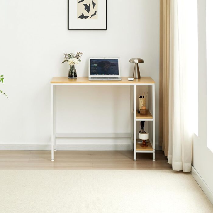 Стіл Garvis 100x50 см (з 2 відділеннями для зберігання) Ігровий стіл з полицею Комп&39ютерний стіл з МДФ для домашнього офісу (дуб) Дуб 100 x 50 см