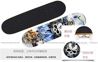 Скейтборд, 7-шарова дека з канадського клена та подвійним ударом, скейтборд для дітей віком 5-8 років, підлітків та дорослих, комплектний скейтборд, професійна дошка для дітей, підлітків та дорослих, 7-шарова дерев&39яна дека, модний дизайн, середнє увігн