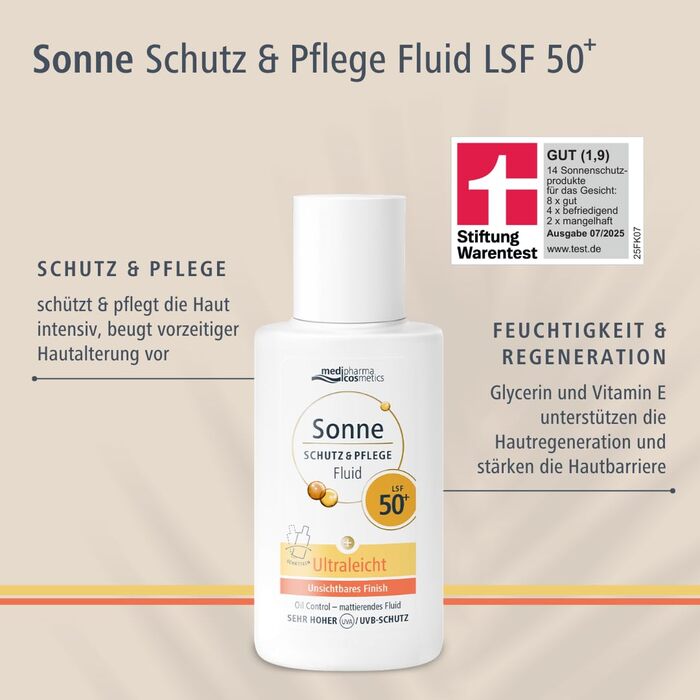 Сонцезахисний флюїд з SPF 50 від medipharma cosmetics, матуючий з ефектом контролю жирності
