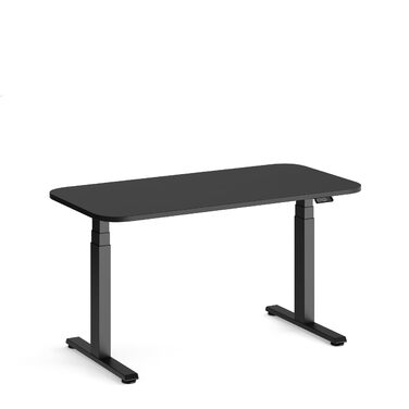 Електричний стіл для дому Steelcase Solo з регулюванням висоти, програмованою панеллю керування, датчиком зіткнення та кабель-менеджментом, стільниця чорна, каркас чорний перламутр (Black/Pearl Black)