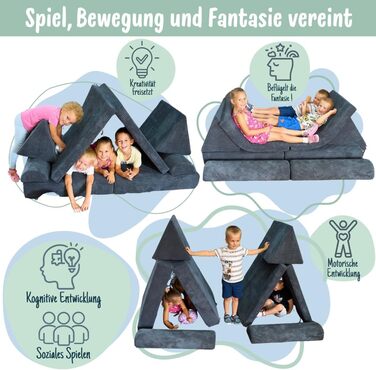 Дитячий ігровий диван та крісло з вельветової тканини М&39який дитячий диван Зручний дитячий диван зі знімними чохлами, які можна прати Ергономічний ігровий диван для ігрових кімнат, графітовий