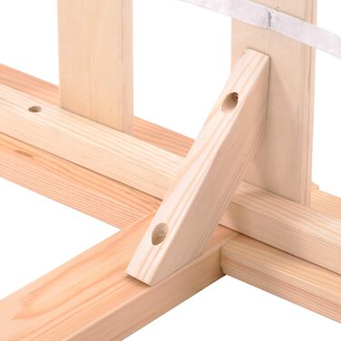 Ліжко-футон Merax з масиву дерева, ліжко з натурального дерева з узголів&39ям та рейковою основою, натуральний колір (200x140 см)