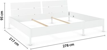 Сімейне ліжко, ліжко, багатомісне ліжко, спальна зона 270x200 см для сну з родиною, колір білий, 278x95x217 см, дерев&39яне узголів&39я 270x200 см