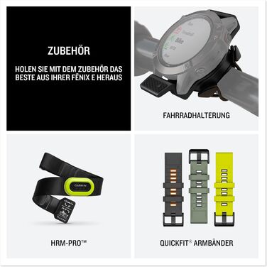 Розумний годинник для різних видів спорту, 1,3-дюймовий AMOLED-сенсорний/кнопковий дисплей, до 16 днів роботи від акумулятора, понад 80 спортивних програм, топографічні карти, музика, сповіщення. fenix E 47mm Чорний/Сірий, 47mm