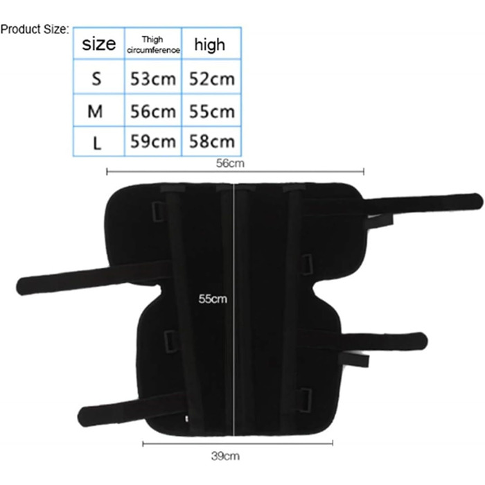 Іммобілізатор колінного суглоба, регульований іммобілізатор колінного суглоба, зручна підтримка колінного суглоба, шина-ортез, повний стабілізатор опори ноги з чотирма ременями, для післяопераційної травми колінної чашечки, остеоартриту, sc Black M