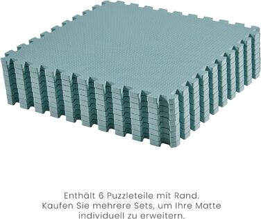 Дитячі килимки-пазли Toddlekind, 9 шт. з крайовими частинами, нетоксичні поролонові килимки, для часу на животик і повзання, нейтральні кольори, 4545 см на штуку, загальна площа 131 x 131 см, мінеральний/синій