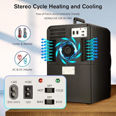 Міні-холодильник Vasip 15 л, портативний з функцією охолодження та підігріву, невеликий холодильник для напоїв для дому, офісу, ке