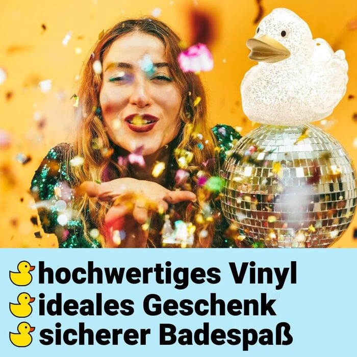 Гумова качечка Камілла - блискітки із золотим дзьобом