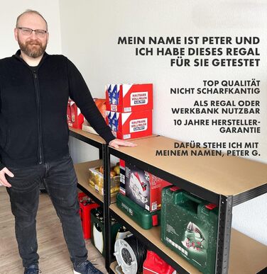 Міцний стелаж etm, упаковка з 2 шт., 200 x 100 x 50 см, чорний Безболтовий стелаж, стелаж для зберігання, окремостоячий стелаж, система складання без інструментів (Lakota, чорний) Чорний 200 x 100 x 50 см