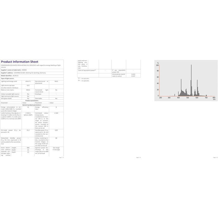 Люмінесцентна лампа L 30 Watt 865 Daylight - Osram 30W