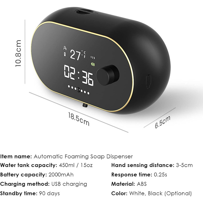 Автоматичний дозатор мила настінний, електричний насос для ручного мила, що перезаряджається від USB, з ІЧ-датчиком, розумний елек