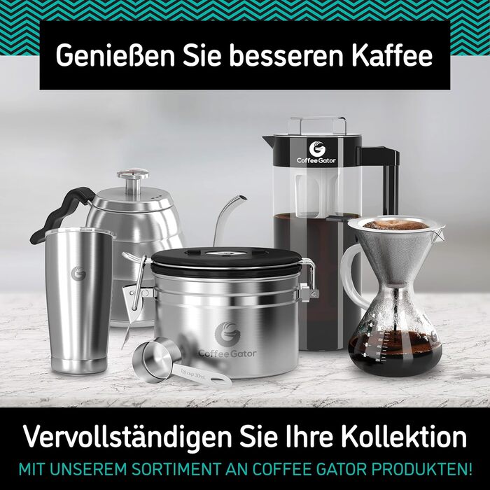 Кавоварка Gator (800 мл) - Кавоварка для фільтрованої кави - Скляний кавник з фільтром з нержавіючої сталі - кавовий аксесуар на 5-6 чашок, безбарвний 800мл