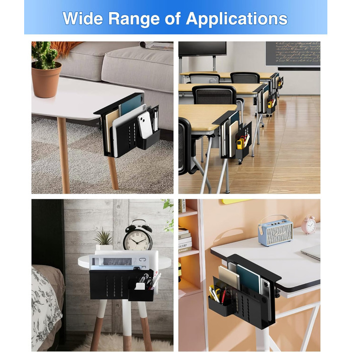 Підставка для ноутбука та планшета на стіл, бічна полиця для зберігання, двоярусна з тримачем для ручок (чорна)