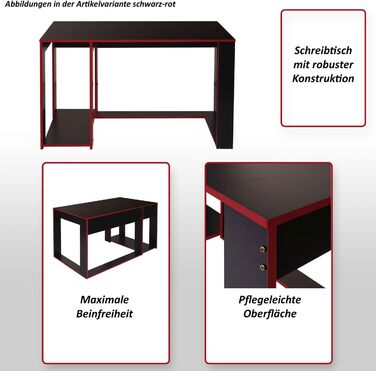 Письмовий стіл Mendler HWC-J26, комп&39ютерний стіл, офісний стіл, 120x60x76 см - чорно-сірий