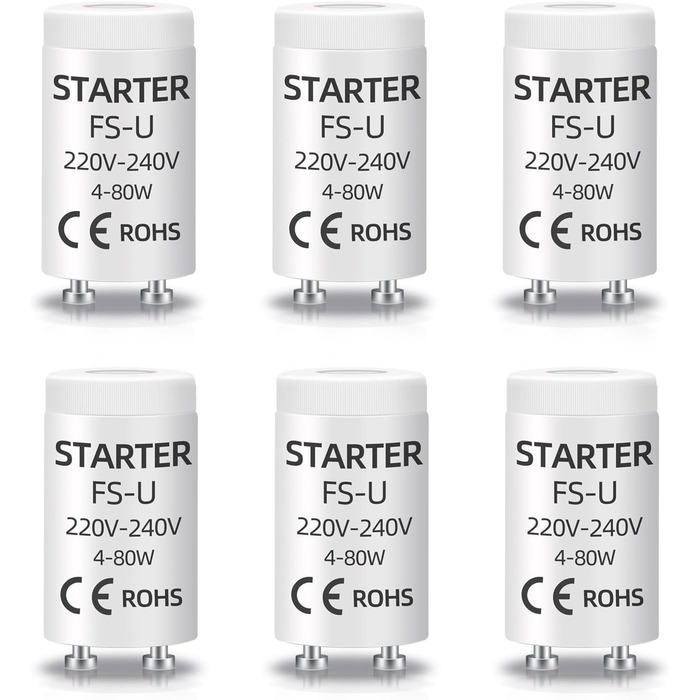 6pcs 4-80W FSU FSU Luminescent Tube Starter, AC 220-240V, UV Light Control Control Accessories, Long lifetime, Fits for Fluorescent Lamps, Aquarium UVC Lights, Neon Lights, 6pcs 4-80W FSU FSU Luminescent Tube Starter, AC 220-240V, UV Light Control Control