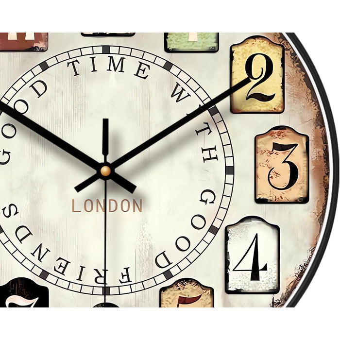 Вінтажний декоративний настінний годинник з великими арабськими цифрами, вінтажний класичний настінний годинник, настінний годинни