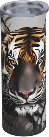 Кружка з прямою трубочкою, дизайн Тигр у спокої, з принтом, підходить для кемпінгу, офісу та дому, 590 мл