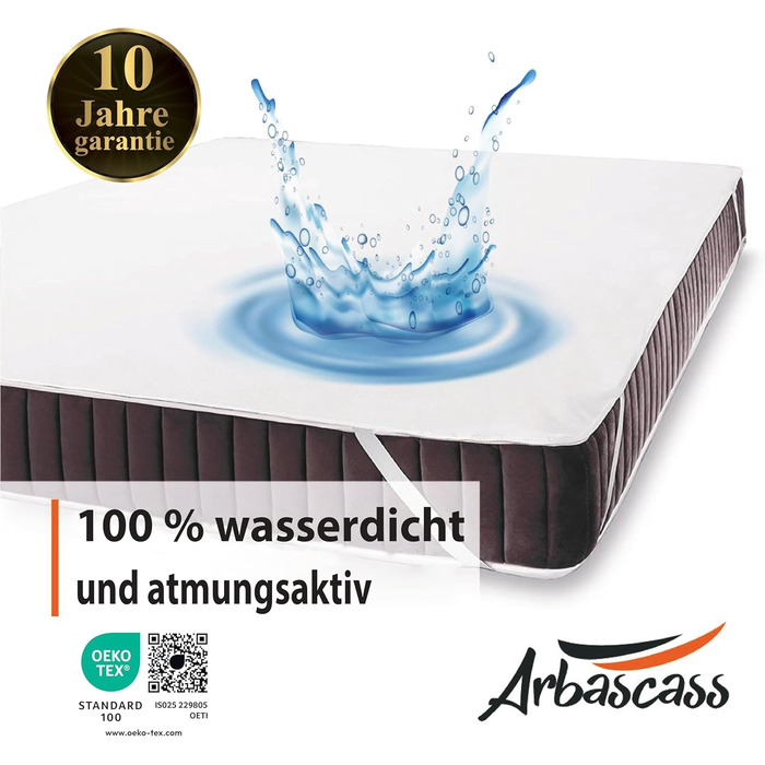 Наматрацник 140x200 см - 100 водонепроникний наматрацник Arbascass, сертифікований Oeko-TEX, наматрацник, бавовна, дихаючий, безшумний, 4 кутові гумки - ідеально підходить для дитячих ліжечок