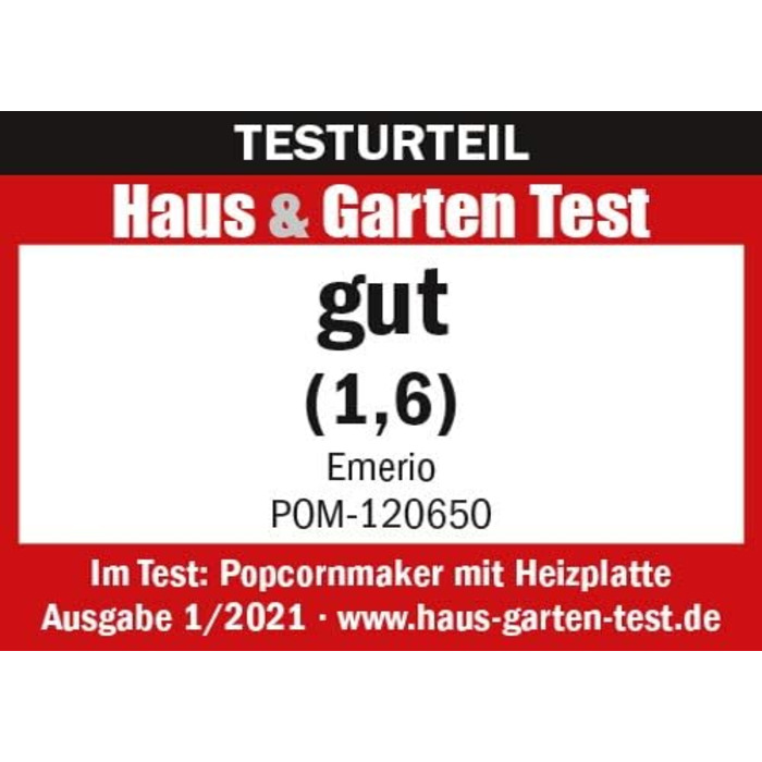 Машина для попкорну Emerio POM-120650, контейнер з антипригарним покриттям, також підходить для солодкого або солоного попкорну, 360 Вт, великий