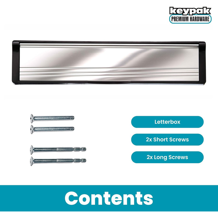 Дверна поштова скринька 30,6 см (12 дюймів) – чорний/полірований срібло