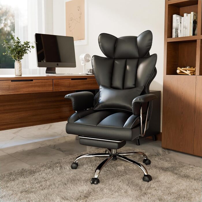 Офісний стілець Gotland, ергономічний стілець для роботи з поперековою опорою, регульована висота, функція нахилу, комп&39ютерний стілець з високою спинкою для дому та офісу (чорний)