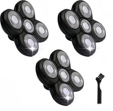 Змінні леза для бритви Freebird Head Shaver, 5 головок для гоління з лезами для лисих чоловіків, Freedom Care, для голови та обличчя, електричні головки для гоління, 1 щітка для очищення (3 шт.), 3