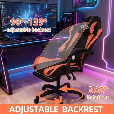 Ергономічне ігрове крісло FRANKYSTAR Clutch, офісне крісло з поперековою подушкою, підголівником та підставкою для ніг з ПВХ, чорного та червоного кольорів