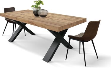 Розсувний стіл Elisa, Стіл для вітальні або кухні, Схрещені ніжки X Чорний, Зроблено в Італії, Рустикальний дуб, 160x90x76 см - id1997 160x90x76 Чорна основа Рустикальний дуб