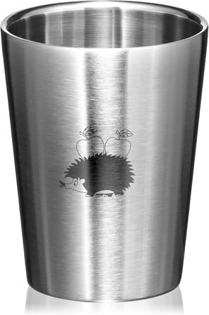 Дитячі стаканчики для пиття з нержавіючої сталі - 250 мл ізольовані стаканчики з нержавіючої сталі 304 - Стійкі до ударів стаканчики для кемпінгу - Двостінні ізольовані стаканчики - Без бісфенолу А (Hedgehog - 3 шт.), 3 шт.