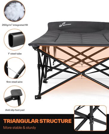 Розкладне ліжечко/гостьове ліжко Sportneer, до 204 кг, 20079 см, туристичне ліжко, розкладне ліжечко для кемпінгу, подорожей, використання в приміщенні, на вулиці, на пляжі та в саду, більший розмір 200 x 79 x 50 см, сірий