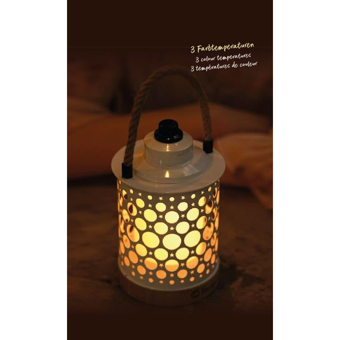 Ліхтар для кемпінгу BERGER Squillo Ліхтар для кемпінгу з акумуляторною батареєю та USB-портом живлення 3 регульовані колірні температури Акумуляторний кемпінговий ліхтар для використання без живлення від мережі Ліхтар для кемпінгу на випадок відключення е