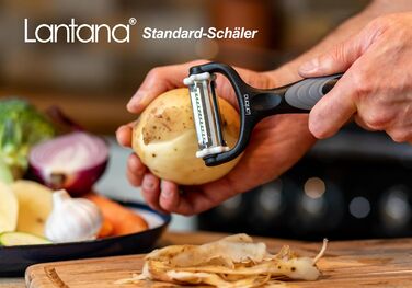 Картоплечистка Lantana 3-в-1/Мікрозубчаста очищувач для фруктів та овочів/Різак для жульєну. Овочечистка 3 в 1 для швидкого чищенн