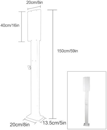 Відкрита зарядна станція для електромобілів, зарядна колонка для електромобілів, зарядні станції для електромобілів, опорний стовп для зарядної станції для електромобілів, сумісна з мобільним розємом (білий, 150 см)