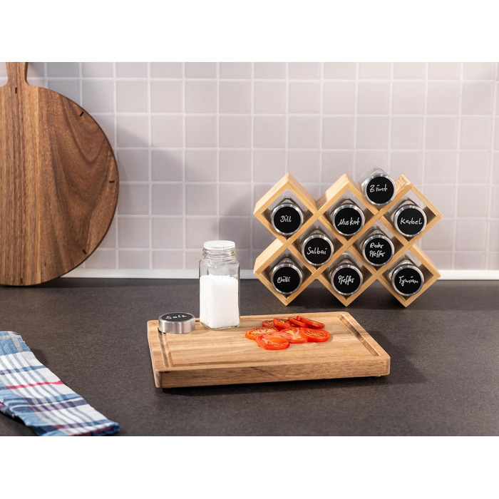 Дерев&39яна підставка для спецій сертифікована FSC підставка для спецій для шафи підставка для спецій для дверцят шафи, кухонний органайзер без свердління (коричнева, 10 банок)