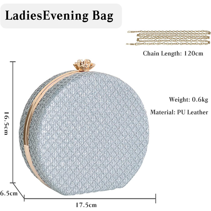 Сріблясте клатч-портмоне для вечірки елегантна сумочка з від'ємним ланцюжком, ідеальна для весілля, балу, танців та урочистих подій