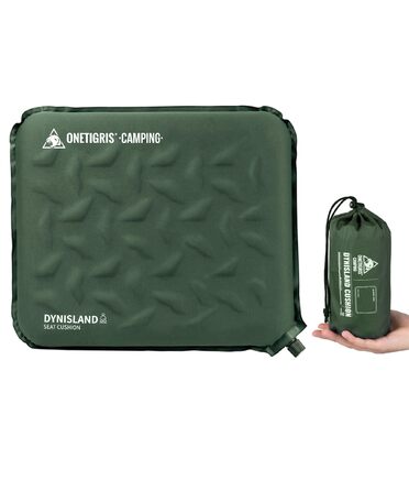 Самонадувальна подушка для сидіння 41 x 33 x 4 см, Складана подушка для сидіння на вулиці, Надлегка подушка для кемпінгу 150 г, Надувна подушка для походів, пікніків, Зелений рейнджер