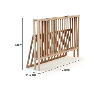 Розкладне дерев&39яне дитяче ліжко, натуральне покриття, 60x120 см, з матрацом FLEX Розкладне дитяче ліжко 3 положення регулювання висоти Компактне Портативне Складане Компактне