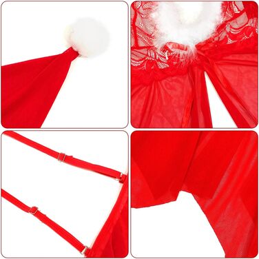 Різдвяний комплект білизни RSLOVE, сатин і мереживо, червоний, універсальний розмір