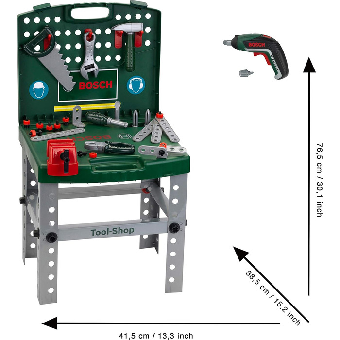 Магазин інструментів Bosch З акумуляторною викруткою Bosch Ixolino Складається і легко транспортується Розміри 41,5 см x 8,5 см 76,5 см Іграшка для дітей віком від 3 років і старше, 8676