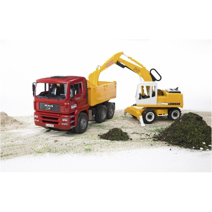 Людина TGA самоскид вантажівка з екскаватором Liebherr лопата екскаватор - 116 будівельний майданчик будівельний транспортний засіб лопата екскаватор працівник bworld будівельна машина вантажівка транспортер, 02751 -