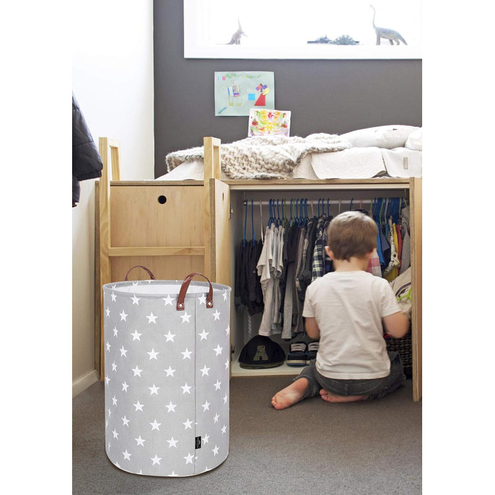 Дюймові потовщені складні круглі кошики для зберігання білизни, бавовняні (Grey Star, L) одноразові Grey Star 20'/L, 20-