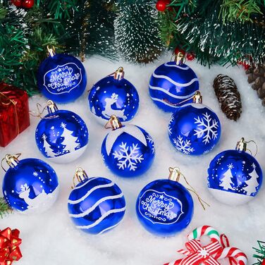 Різдвяні ялинкові прикраси у вигляді синіх та білих кульок 12 шт Joiedomi