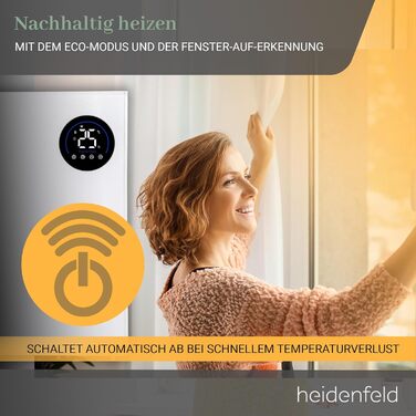 Інфрачервоний обігрівач та конвектор Heidenfeld HF-HP150 1000 Вт для площі до 25 м Гібридне опалення Керування за допомогою застосунку Дистанційне керування Сенсорна панель керування Інфрачервоний обігрівач з термостатом (HF-HP150 1000 Вт)