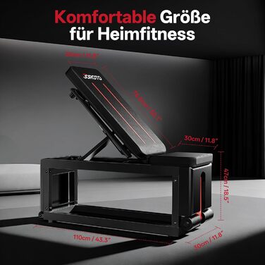 Регульована силова лава JOROTO MD85 з вбудованим відділенням для зберігання, вантажопідйомність 990 фунтів/450 кг, багатофункціональна похила лава, 9-позиційні блоки та 7-позиційна регульована спинка, лава для домашніх тренувань